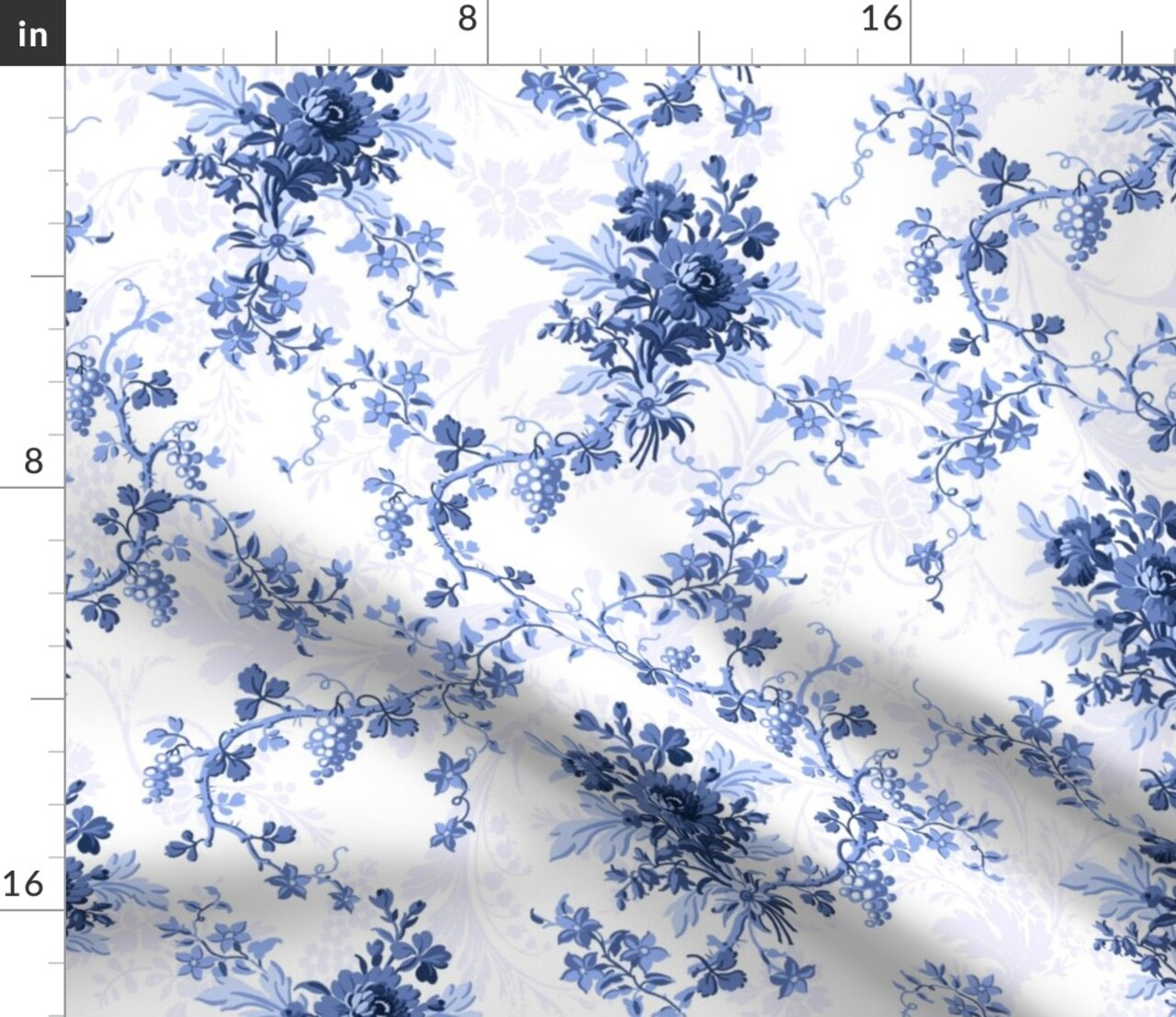 Ink Navy Blue White Roses Flowers Chinoiserie Vintage Floral Summer Spring Nature French Country Custom Printed Fabric by Spoonflower Various Fabrics by the Yard or Fat Quarter